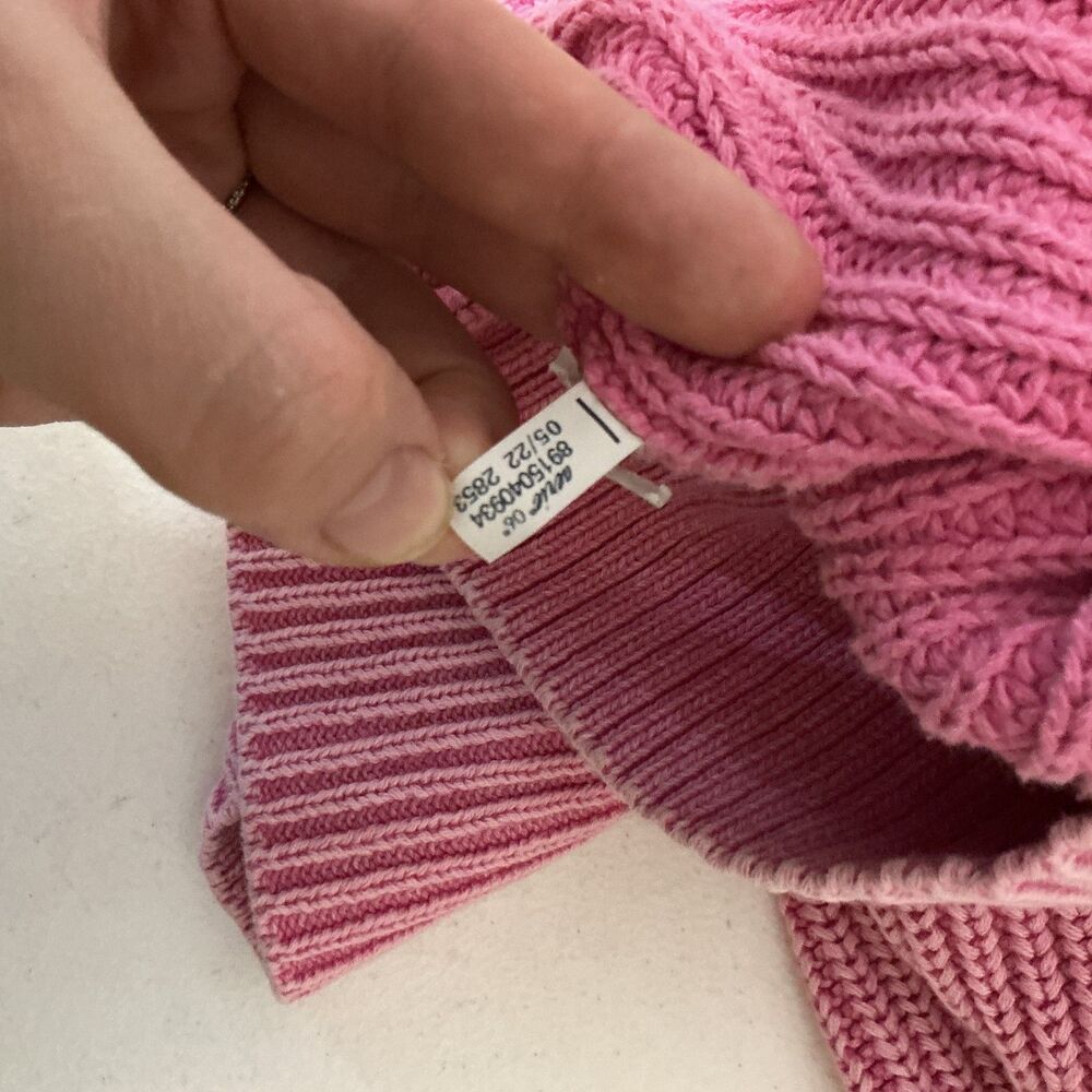 Aerie Pink Cable Knit Sweater Small Oversized V Neck Chunky Cottagecore - Picture 2 of 9